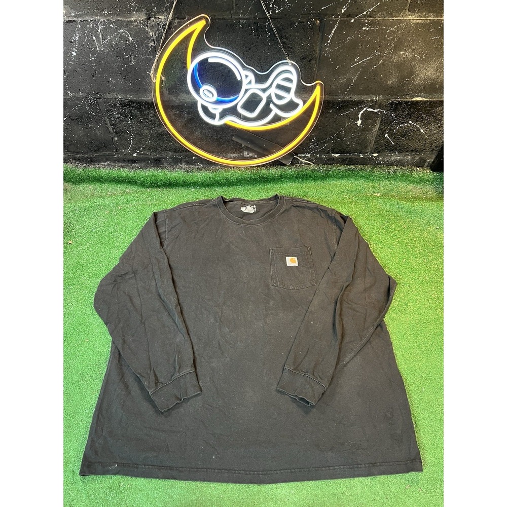Carhartt Long Sleeve T Shirt Mens Size 2XL Black Workwear Cotton TK0231 Loose
